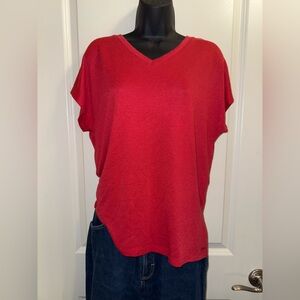 Orvis Women's Vibrant Red V-Neck Tee Size Small